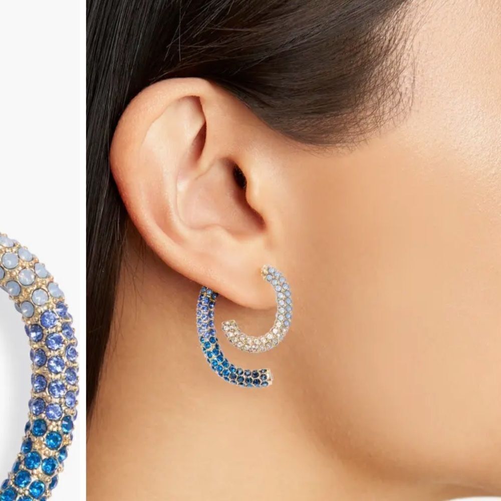 DeMarson Water Pavé Luna Convertible Earrings